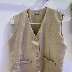 Vintage Beige Button-Up Vest